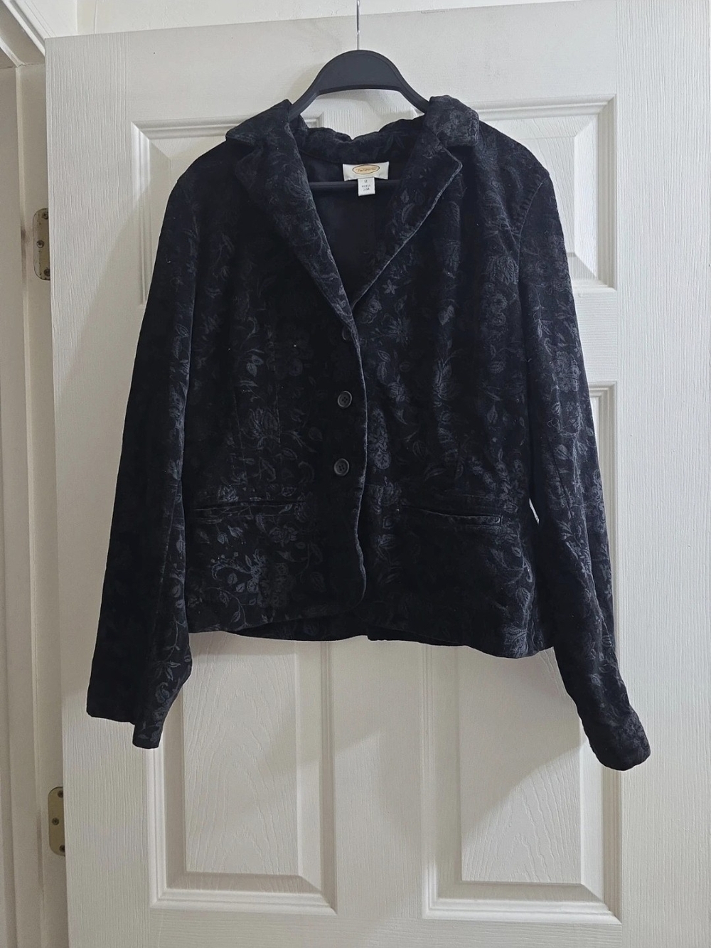 Talbots Black Floral Velvet Blazer